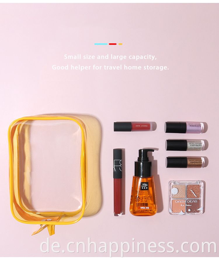 Custom Logo wasserdichte transparente PVC -Zip -Bag -Make -up -Geschenkreise Pink Toilettenbeutel Mode klare plastische kosmetische Make -up -Taschen